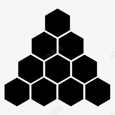 多彩六边形图案积木金字塔蜂巢图案图标图标