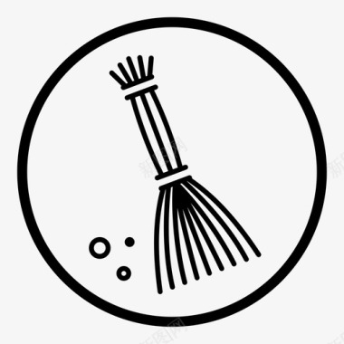 火焰圈素材扫帚清洁灰尘图标图标