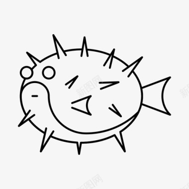 旅游标志刺鱼动物猪鬃图标图标
