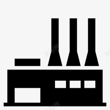 遍布工厂工厂建筑工业图标图标