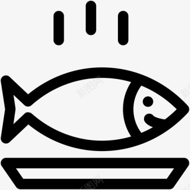 烤鱼食物热鱼图标图标