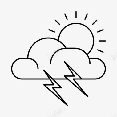 闪电云天气预报图标图标