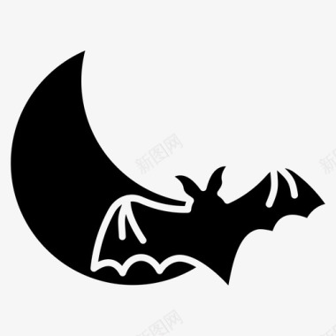 万圣节之夜蝙蝠月亮图标图标