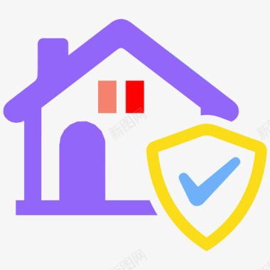 房子卡通家庭安全房子保险图标图标