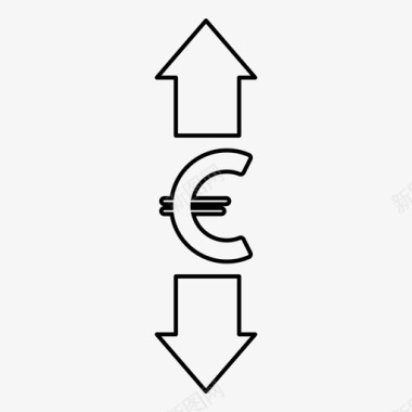 股价下跌欧元货币下跌图标图标