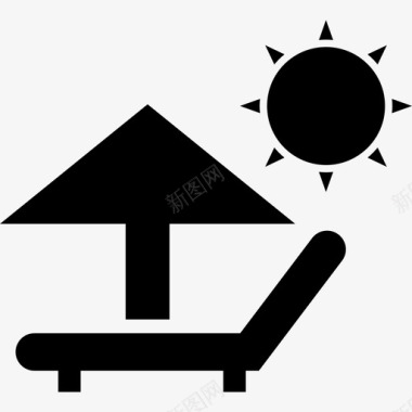 夏日阳光下的阳伞和躺椅图标图标