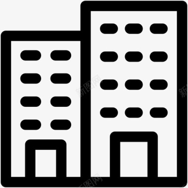 酒店大楼公寓房地产可爱的图标图标