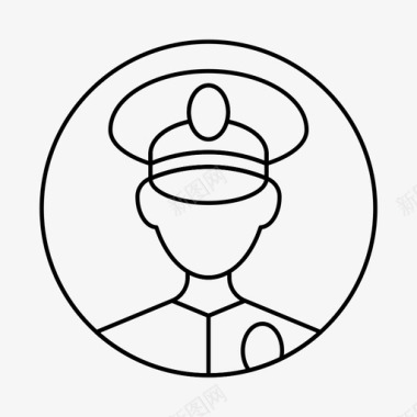 警察的卡通人物队长头像人图标图标