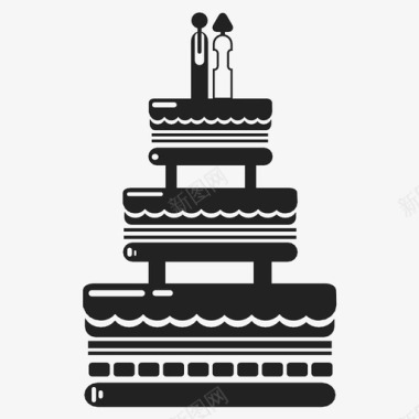 婚礼蛋糕新娘新郎图标图标