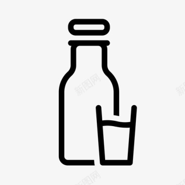 一瓶牛奶饮料玻璃杯图标图标