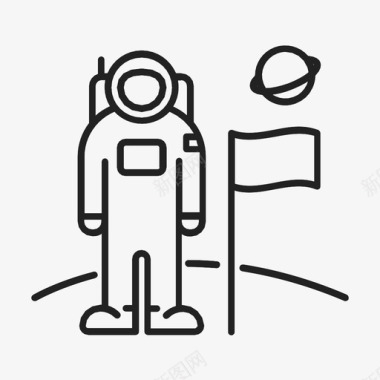 徒步旅行的人月球上的人宇航员太空人图标图标