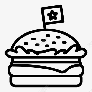 烧烤汉堡独立日快餐图标图标