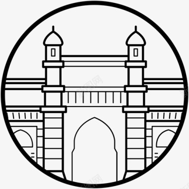 耳线印度门户印度首都纪念碑图标图标