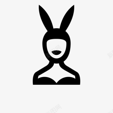 兔子耳朵帽子女孩玩伴图标图标