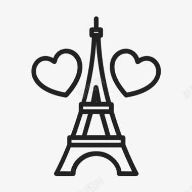 浪漫的巴黎埃菲尔铁塔浪漫图标图标