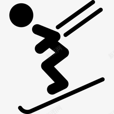 滑雪者下山运动体育图标图标