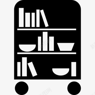 带轮子的卧室图书馆有书工具和用具图标图标