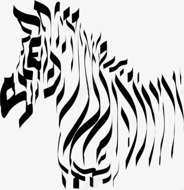 矢量条纹背景斑马非洲动物图标图标