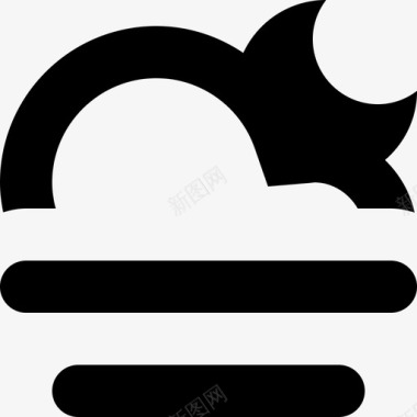 七夕月亮雾多云天气预报图标图标