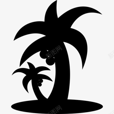 热带海滩棕榈树剪影自然夏季图标图标