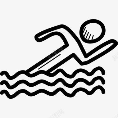 马拉松游泳水上运动奥林匹克图标图标