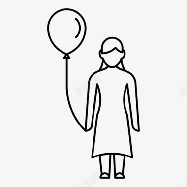 有气球的女孩气球家庭图标图标