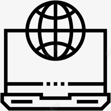 笔记本电脑互联网地球仪全球网格图标图标
