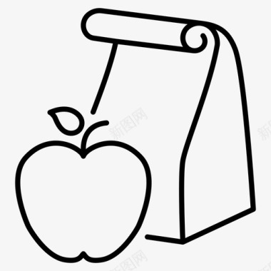 棕色午餐苹果休息图标图标