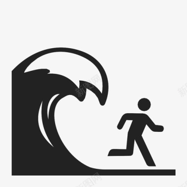 逃离海啸地震奔跑图标图标