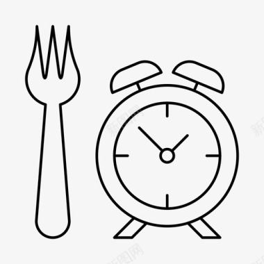食物和饮料晚餐时间闹钟叉子图标图标