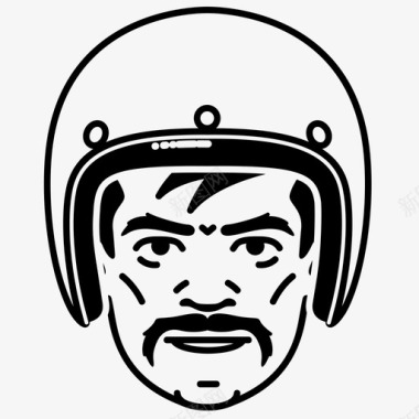 男人摩托车手头盔图标图标