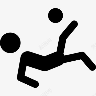 足球踢球剪影图标足球运动员侧影摔倒踢球体育体育图标图标