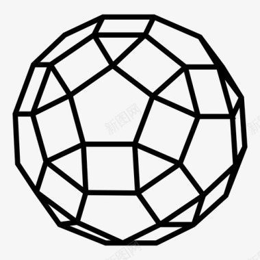 菱形十二面体阿基米德固体几何学图标图标