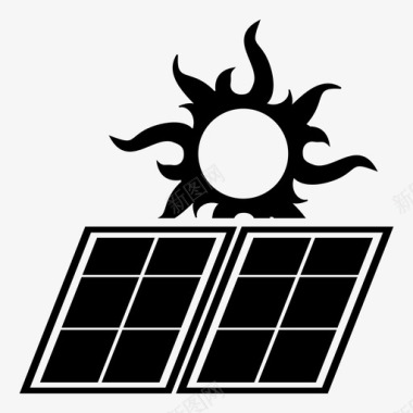 手绘太阳能板太阳能板清洁电力图标图标