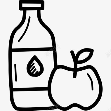 牛奶和苹果锻炼味道图标图标