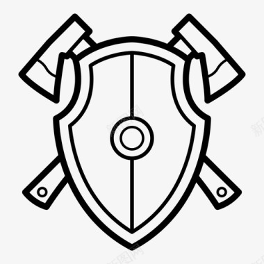 保护盾牌和斧头守卫保护图标图标