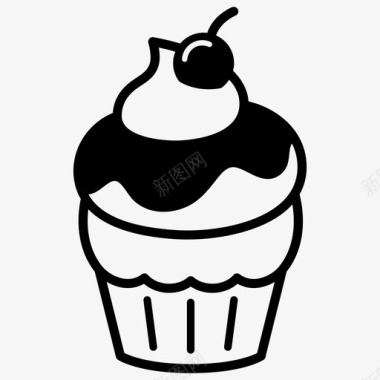 巧克力樱桃蛋糕糖霜纸杯蛋糕图标图标