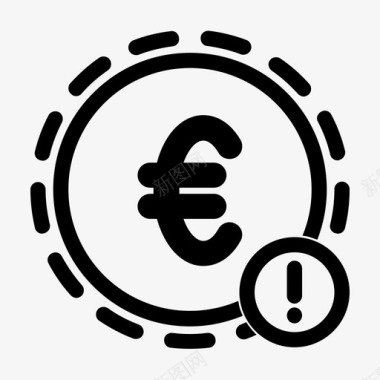 信用卡支付货币警报欧元在线图标图标