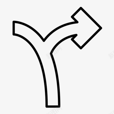 道路施工标志方向箭头岔口图标图标