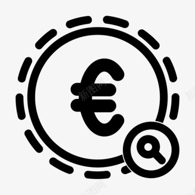 信用卡支付货币搜索欧元放大镜图标图标