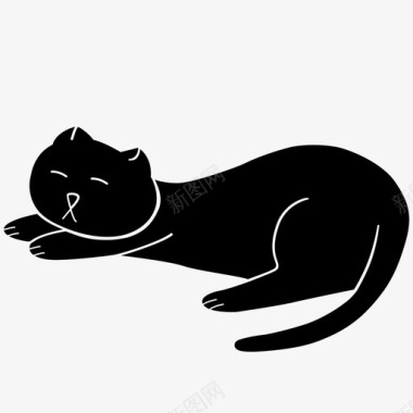 休息PNG困倦的小猫猫懒惰图标图标