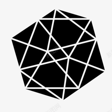 立体素材二十面体几何三维图标图标