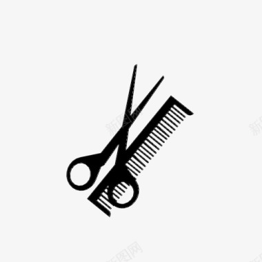 剪刀和梳子理发发廊图标图标