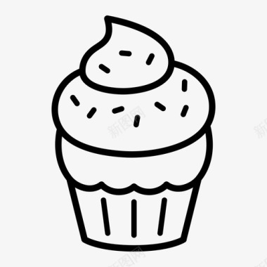 洒纸杯蛋糕面包店糖霜图标图标