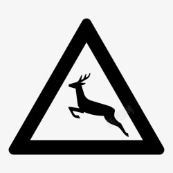 注意野生动物鹿野生动物注意图标高清图片