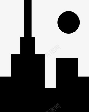 城市之夜建筑大都市图标图标