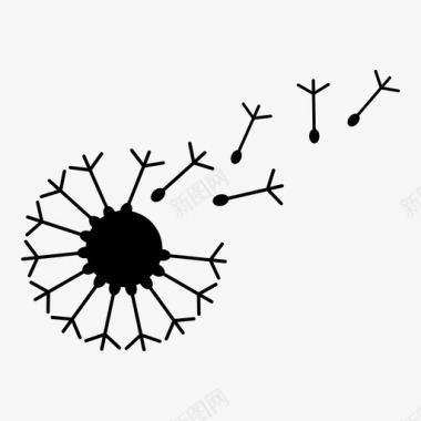 播撒种子蒲公英花苍蝇图标图标