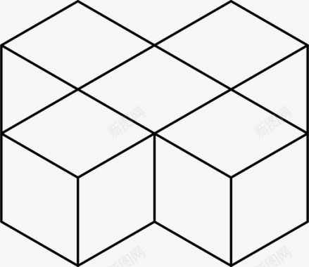交叉立方体三维几何图标图标