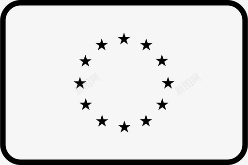 欧盟旗帜世界圆形矩形旗轮廓图标图标