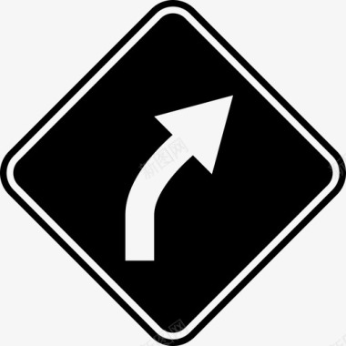 右转路标箭头黑色路标图标图标